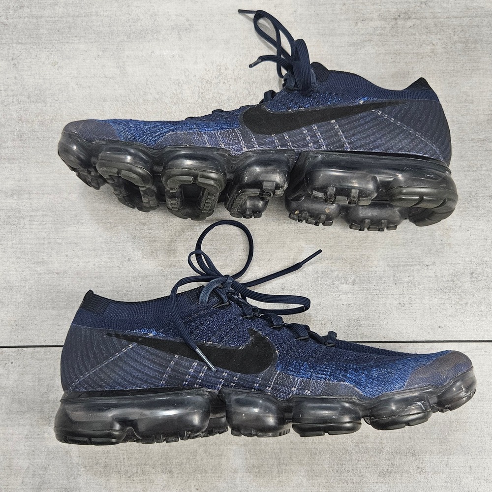 Nike Air VaporMax Flyknit College Navy Black Running Shoes 849558-400 Mens 12